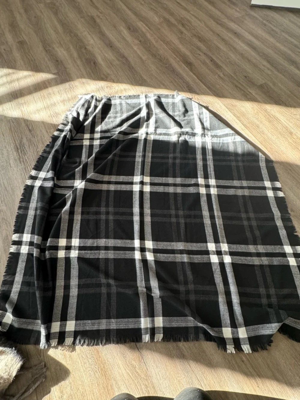 Just Cozy Blanket Scarf - Black and White Plaid, NWT